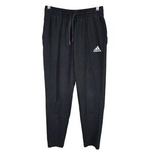 Mens Adidas Black Jogger Pants Drawstring Cotton Polyester Blend Size M